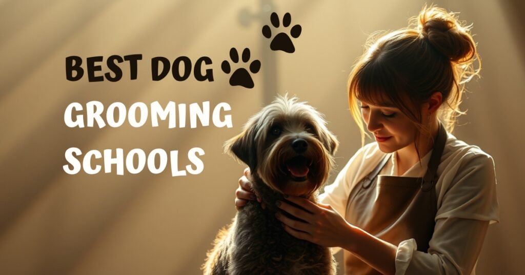 a woment grooming a dog