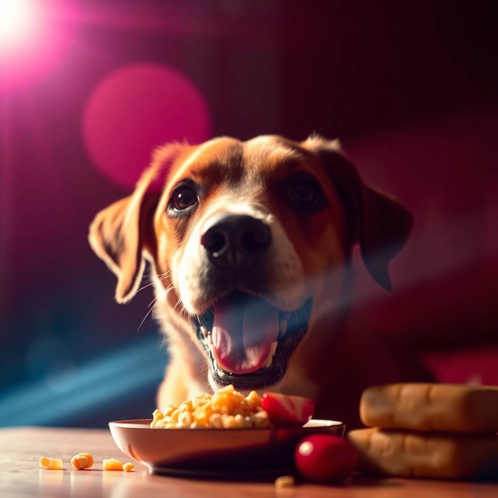 a dog is eating healthy food