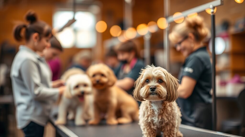 few dogs at the dog grooming center